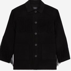 Black wool jacket style fringing